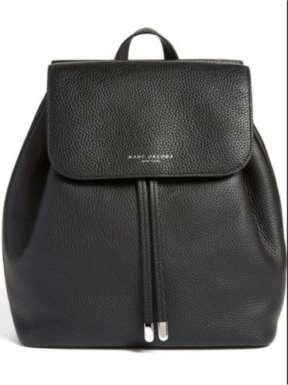 Marc Jacobs Pike Place Black Pebbled Leather Flap Contemporary Backpack